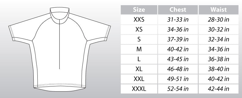 Dragonboat Race Jersey Sizing