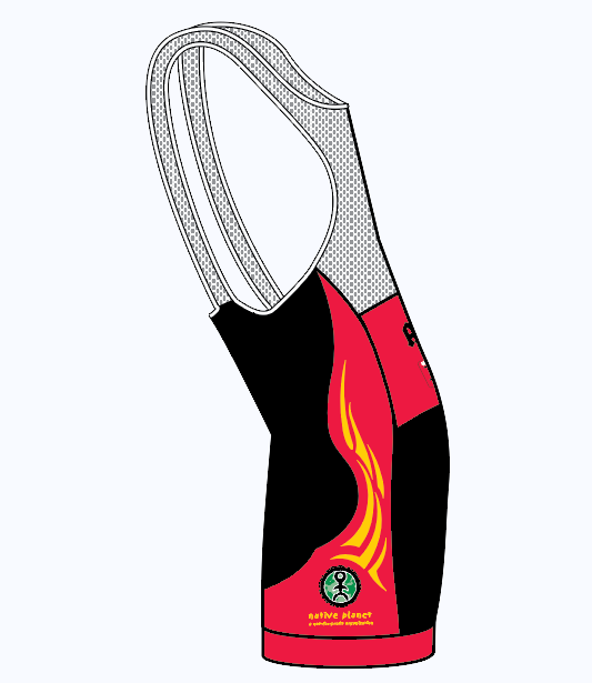 
                
                    Load image into Gallery viewer, Native Planet Breakaway Bib Shorts - Black &amp;amp; Red Tribal
                
            